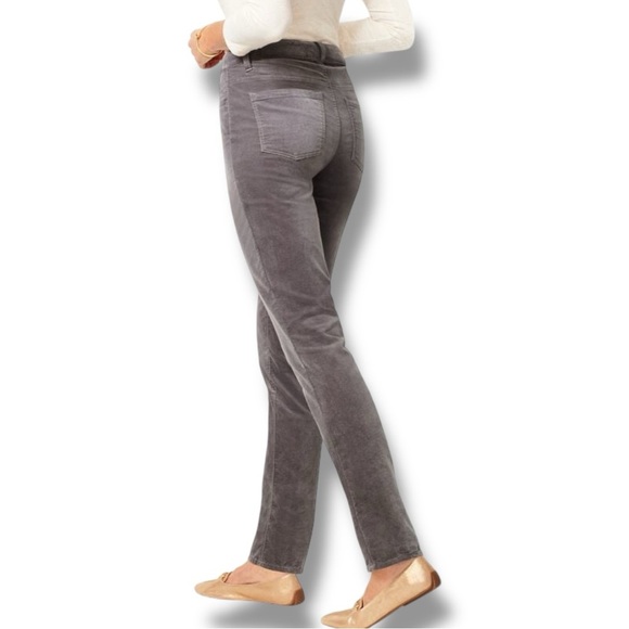TALBOTS SIZE 2 HIGH-RISE STRAIGHT-LEG GRAY VELVETEEN 5 POCKET STRETCH JEANS - Picture 2 of 7